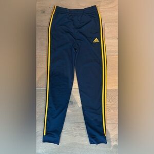 Adidas Kids Navy Blue Track Pants with Gold Stripes - Size L (14/16)